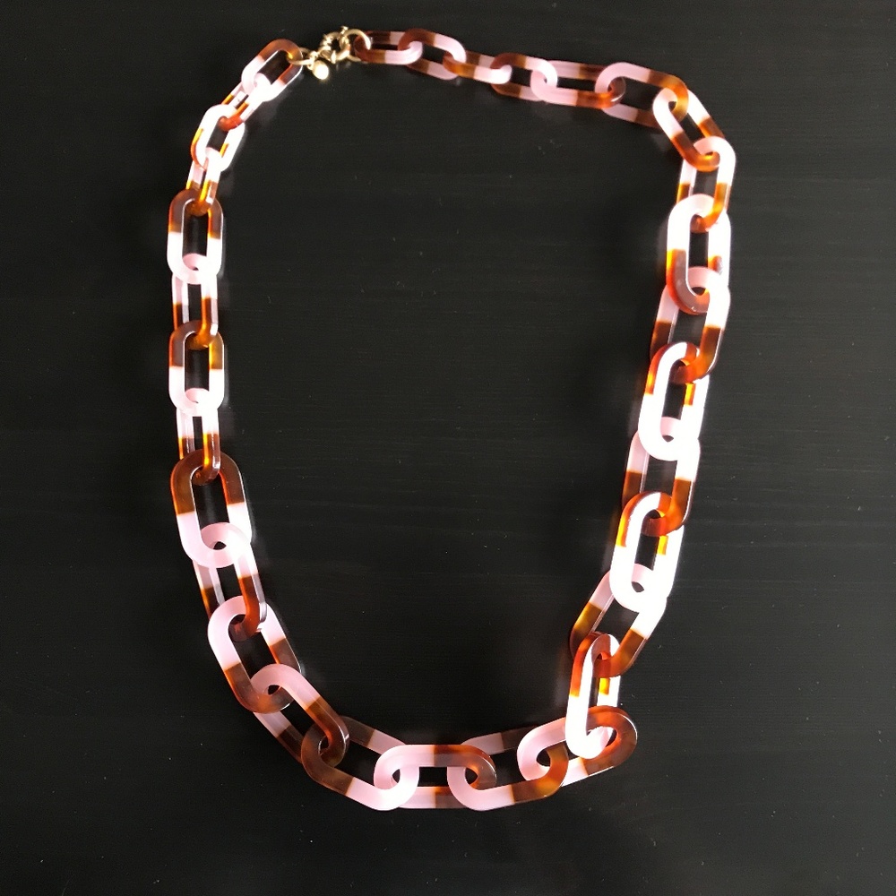 NWOT J.Crew lucite link necklace lilac / tortoise